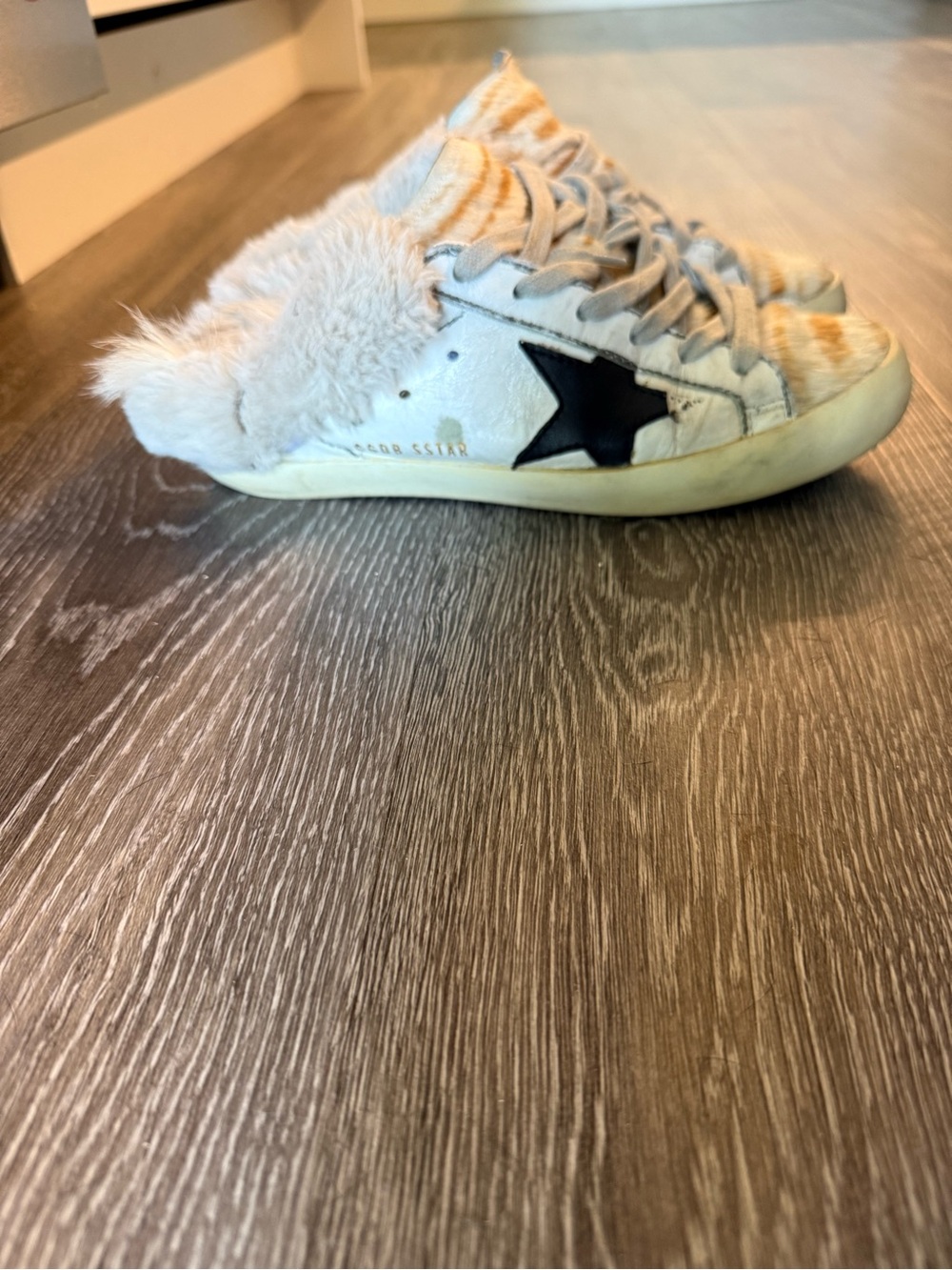 Golden Goose Faux-Fur Star Slip-On Sneaker - White/Black